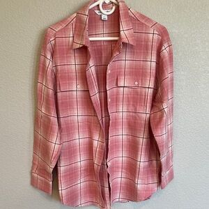Old Navy Pink Plaid Button Down Shirt